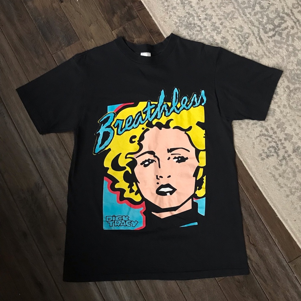 Vintage Anvil Madonna 1990 T-shirt Dick Tracy Breathless Black Cotton Tee Shirt